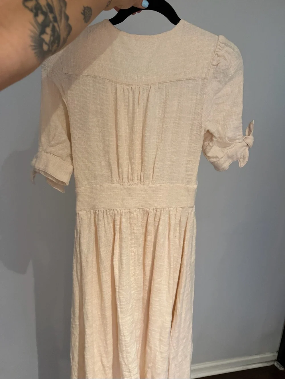 Free People Love of My Life Gauzy Cotton Midi Dress Boho Button Front - Size XS - Picture 8 of 8